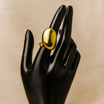 Abstract Teardrop Ring, Brass, Tarnish-Resistant