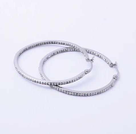 Classic Hoops Crystal Accent
