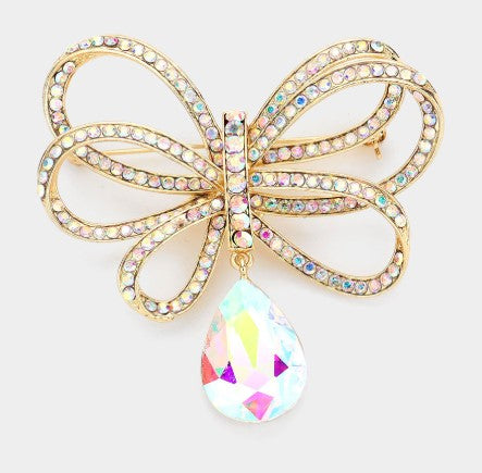Crystal Bow Brooch