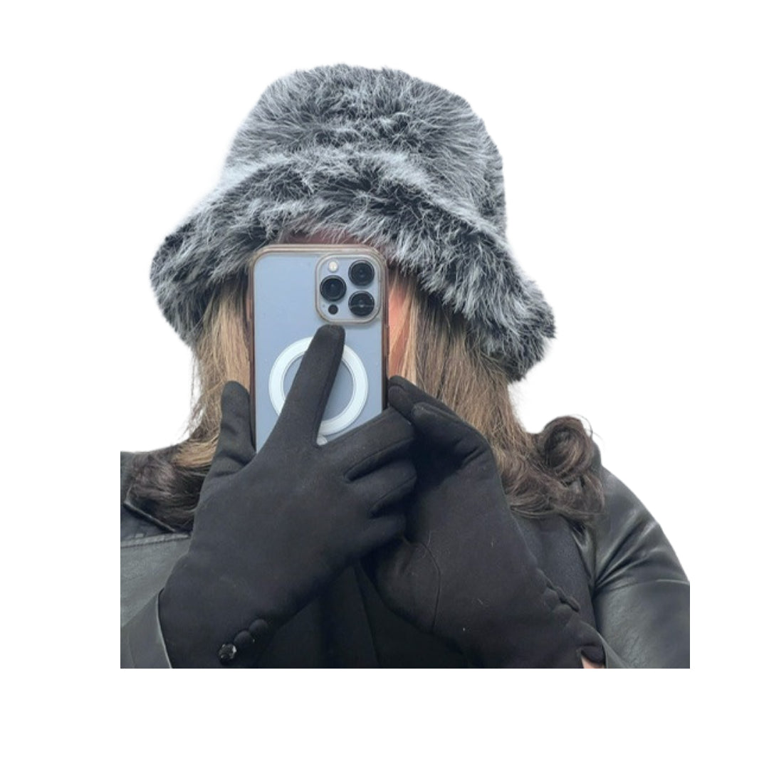 Fuzzy Bucket Hats - Black & White