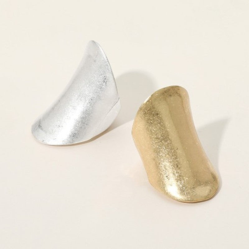 Silver Abstract Curve Statement Ring