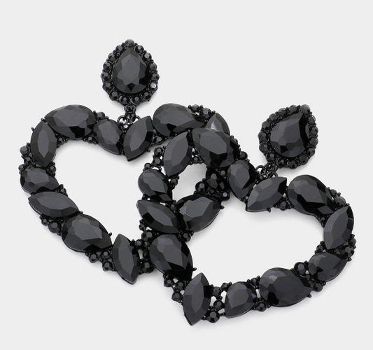 Marquise Stone Heart Earrings