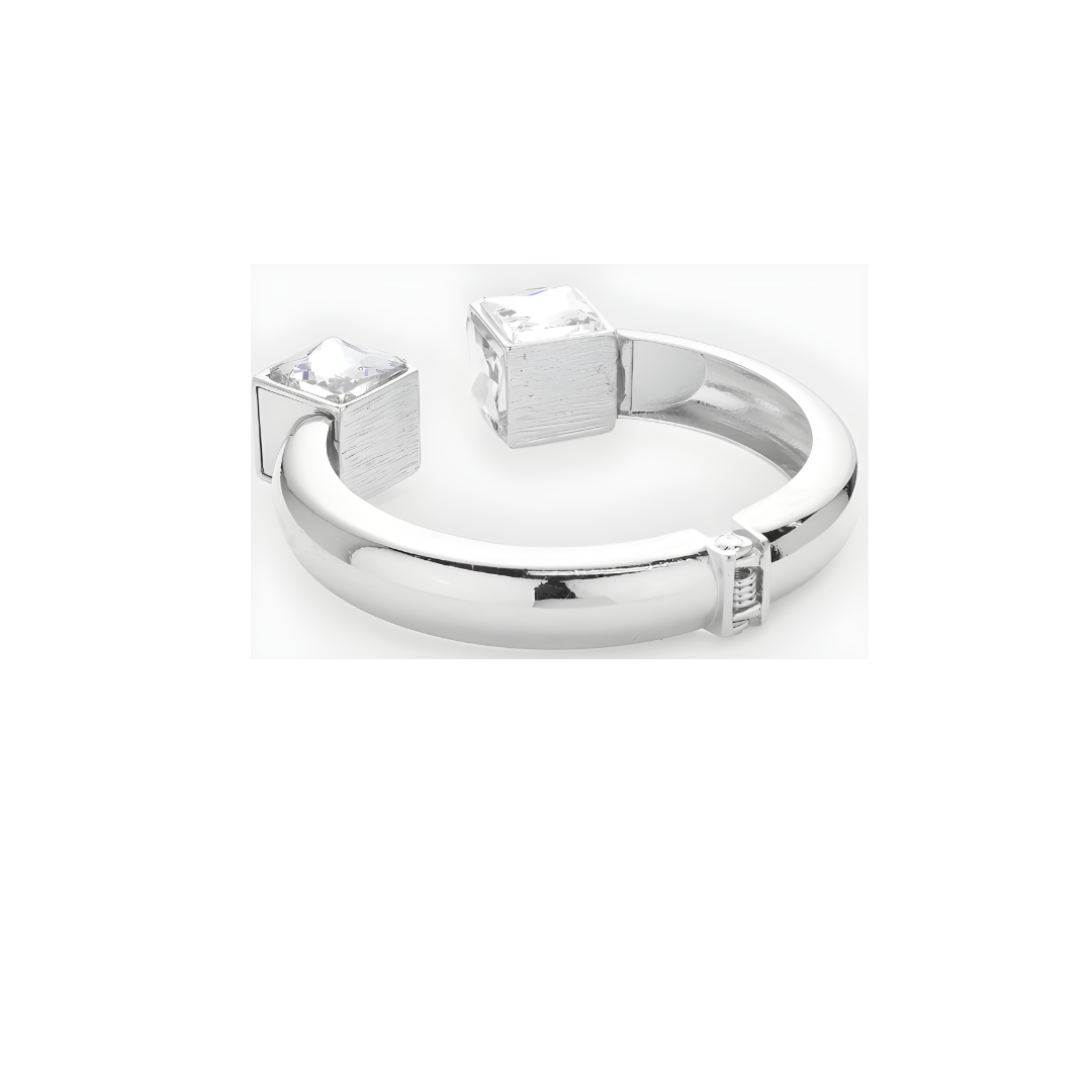 Hinged Bracelet w/ Stone Accent