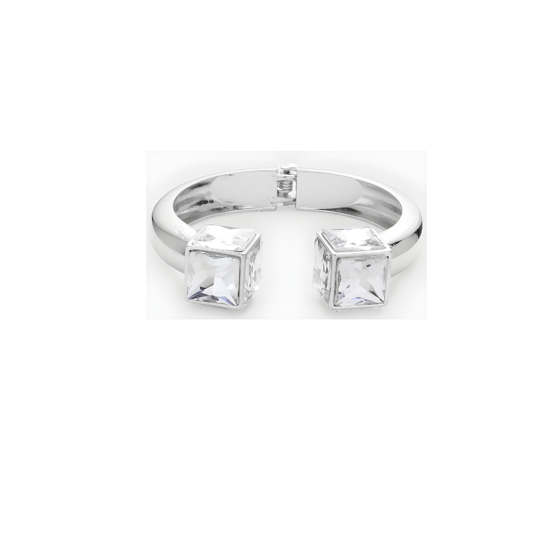 Hinged Bracelet w/ Stone Accent