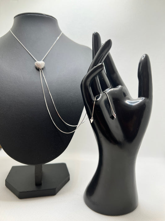 Sterling Silver Heart Necktie Necklace