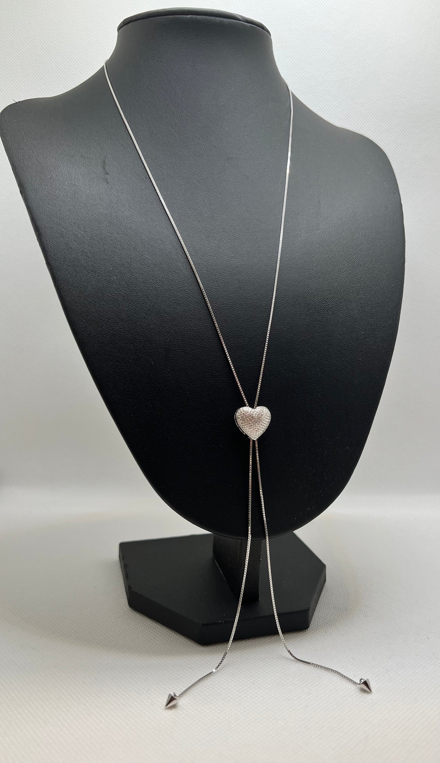 Sterling Silver Heart Necktie Necklace