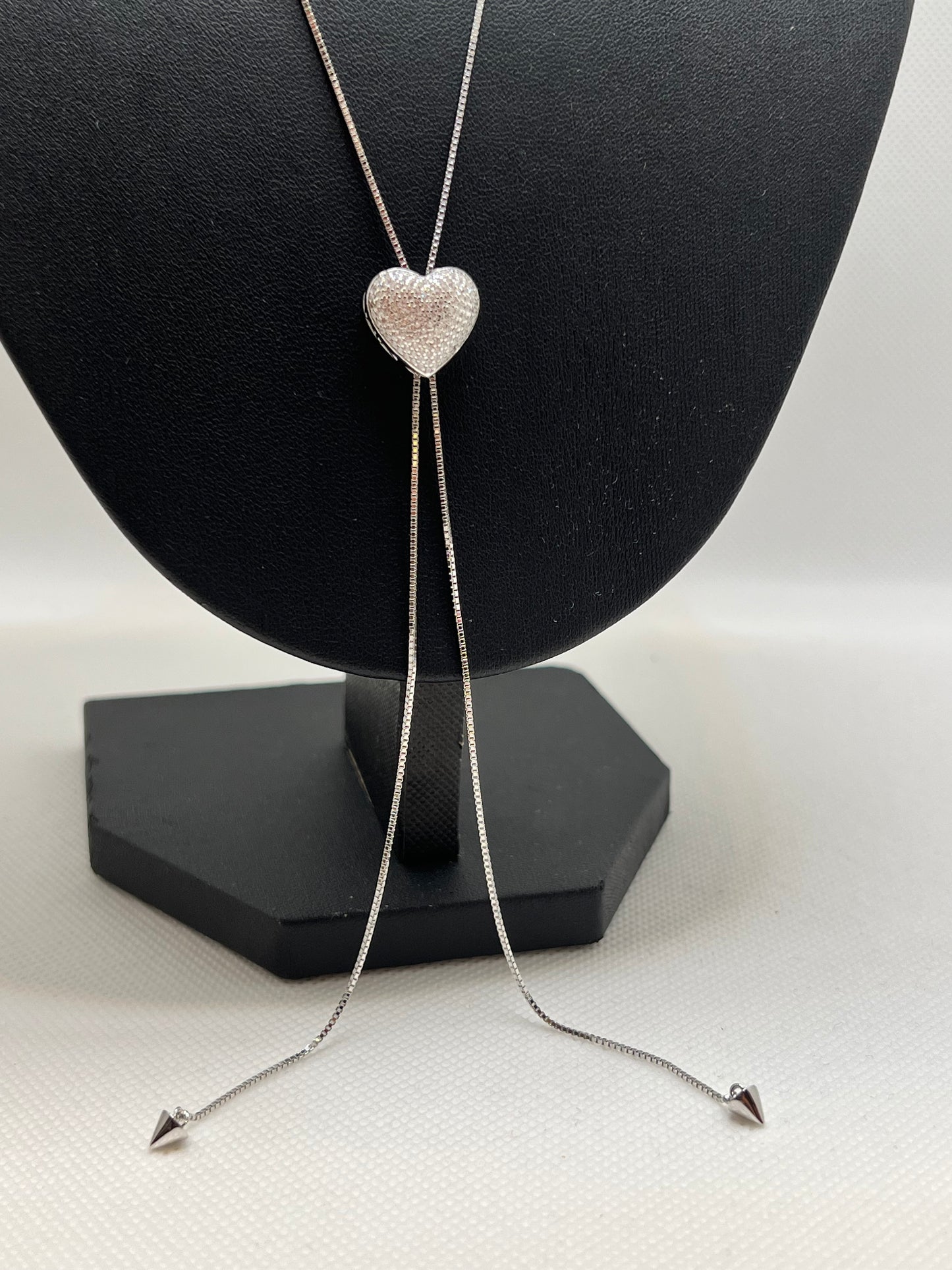 Sterling Silver Heart Necktie Necklace