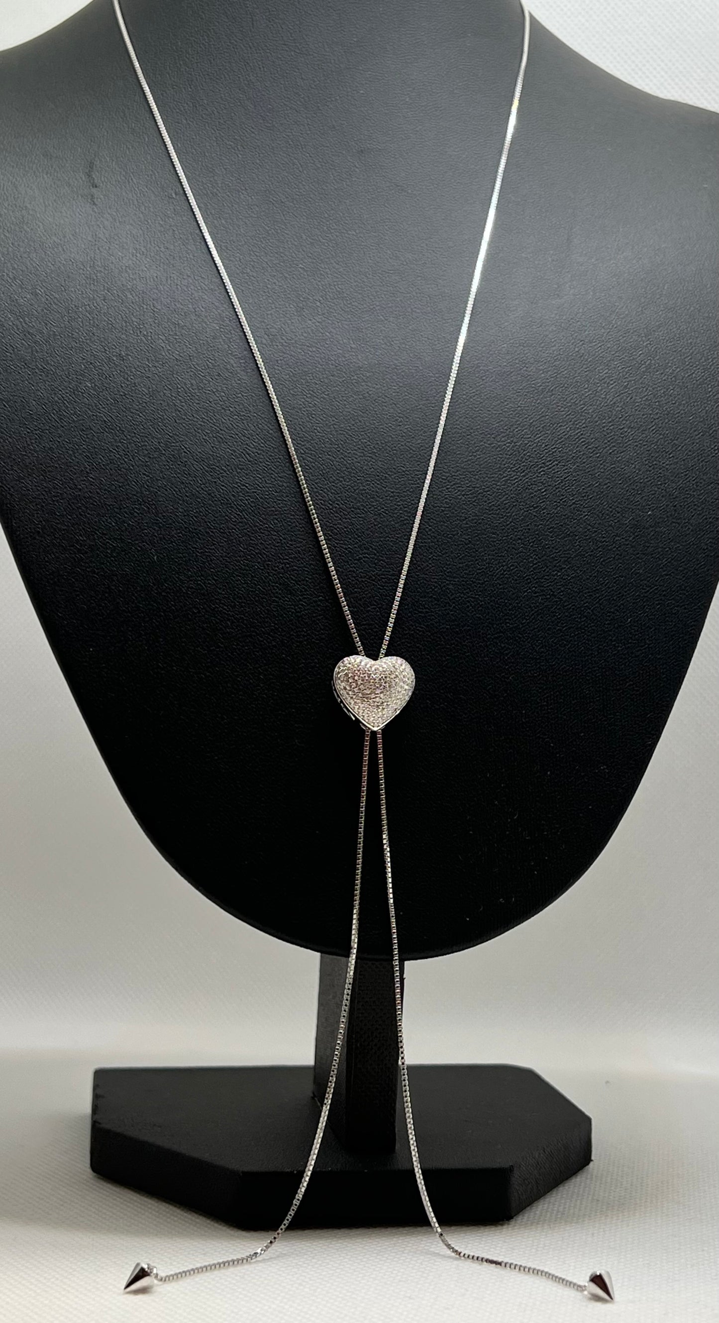 Sterling Silver Heart Necktie Necklace