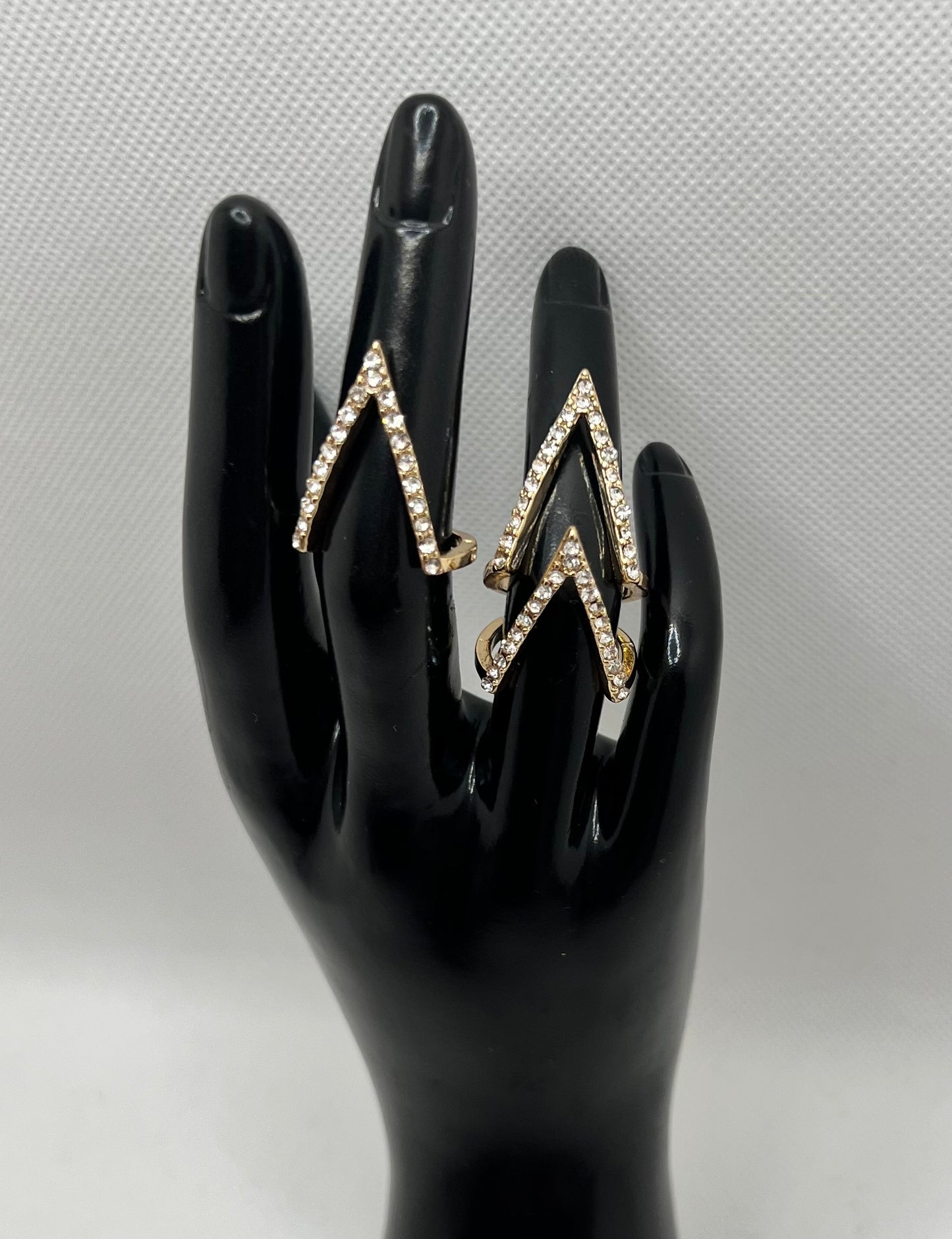 3 PCS - Rhinestone Chevron Rings