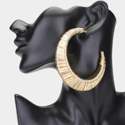 Metal Wire Hoops - Gold