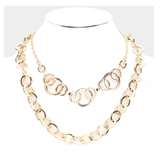 Open Circle Link Necklace - 2 Pieces