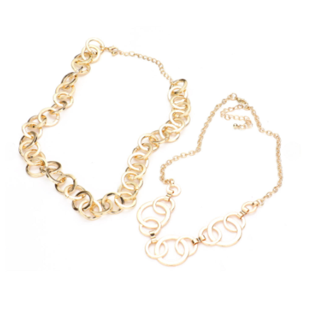 Open Circle Link Necklace - 2 Pieces