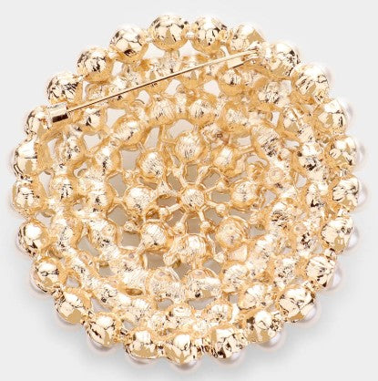 Pearl & Rhinestone Cluster Brooch