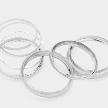 10 Piece Bangle Set - Silver