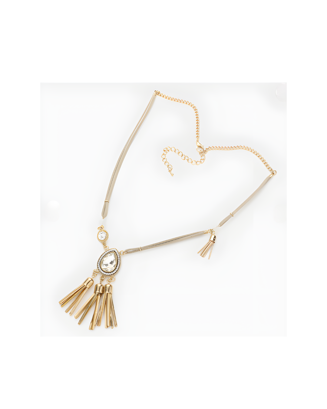 Stone Accented Tassel Necklace