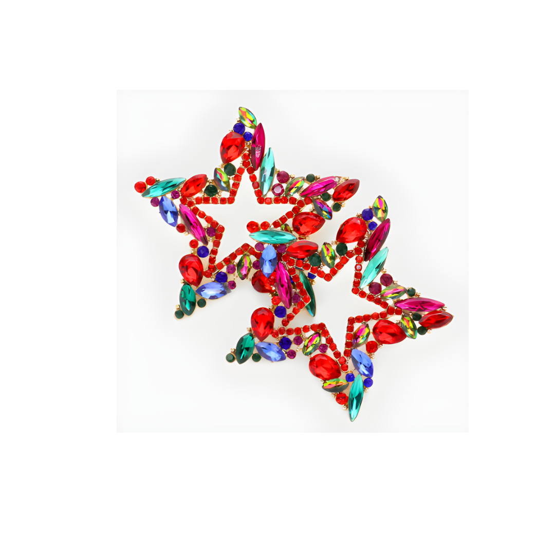 Stone Embellished Star Earrings