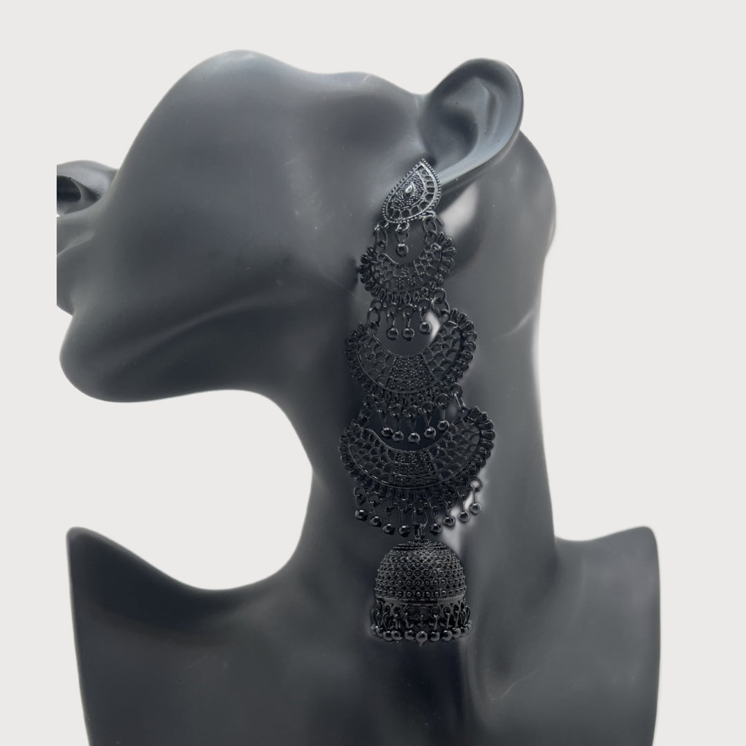 Black Abstract Dangle Earrings