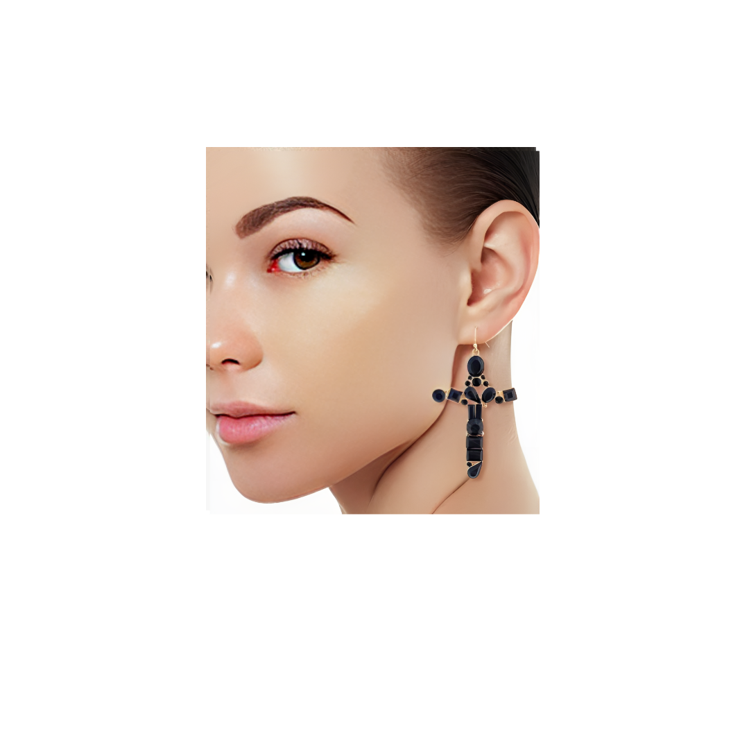 Black Cross Earrings
