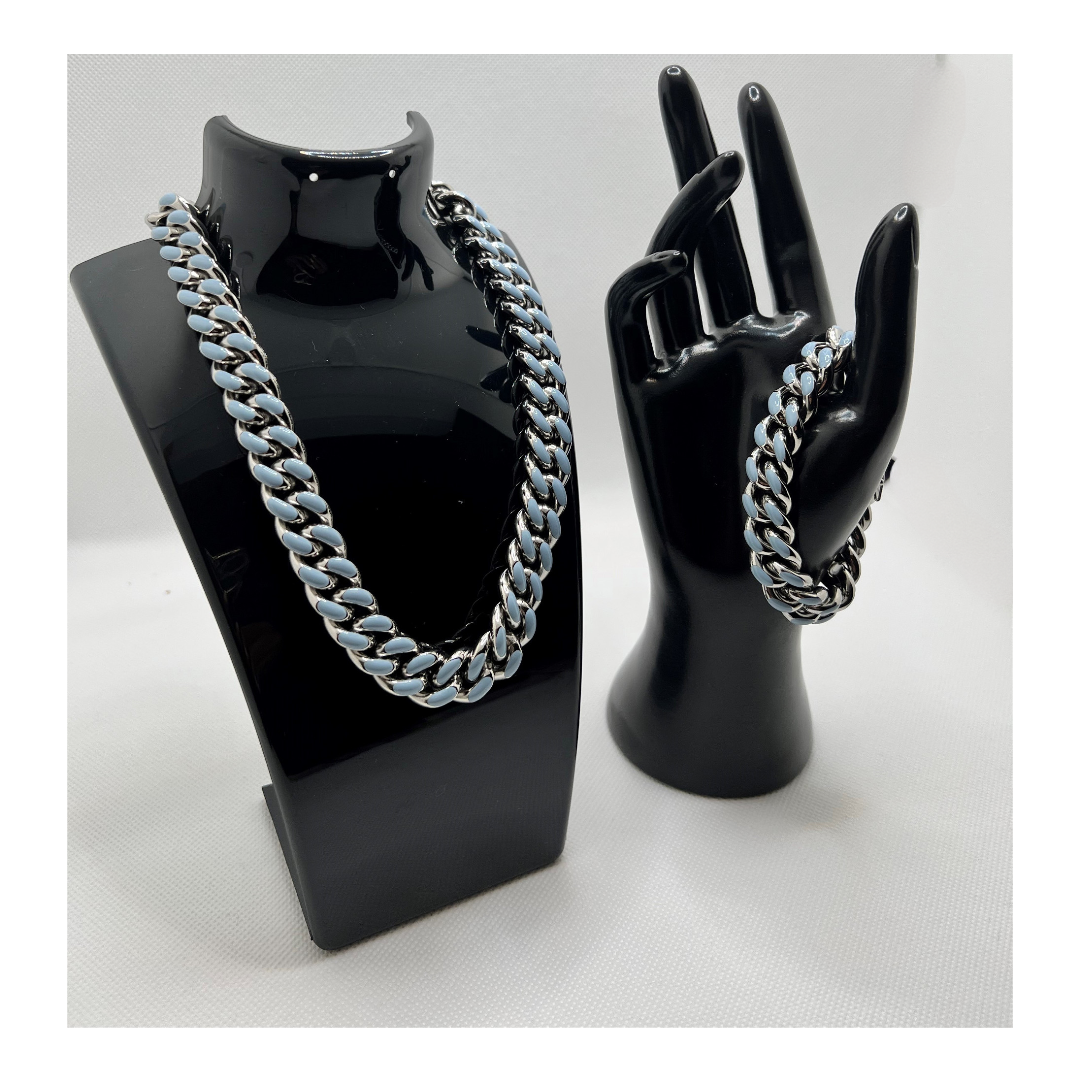 Chain Link Necklace - Sky Blue