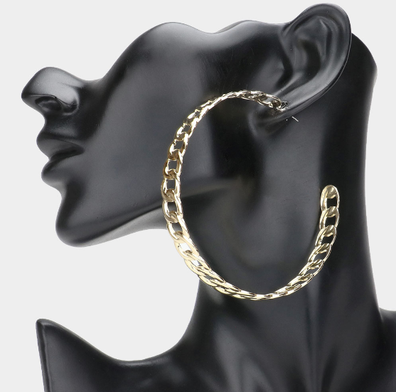 Chain Link Hoops - Gold