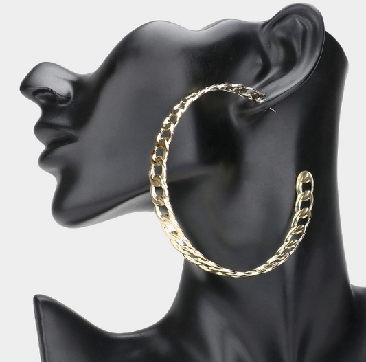 Chain Link Hoops - Gold