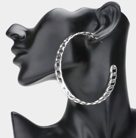 Chain Link Hoops - Silver