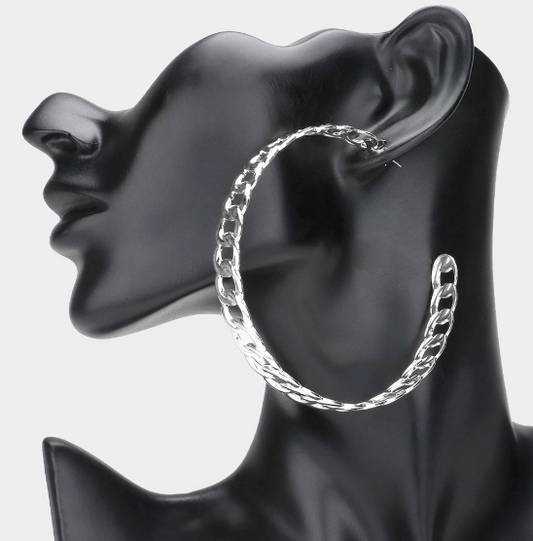 Chain Link Hoops - Silver
