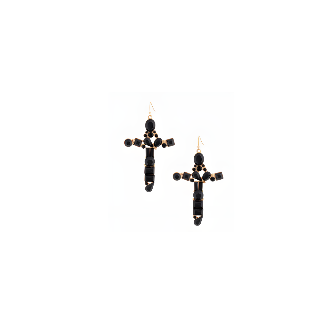Black Cross Earrings