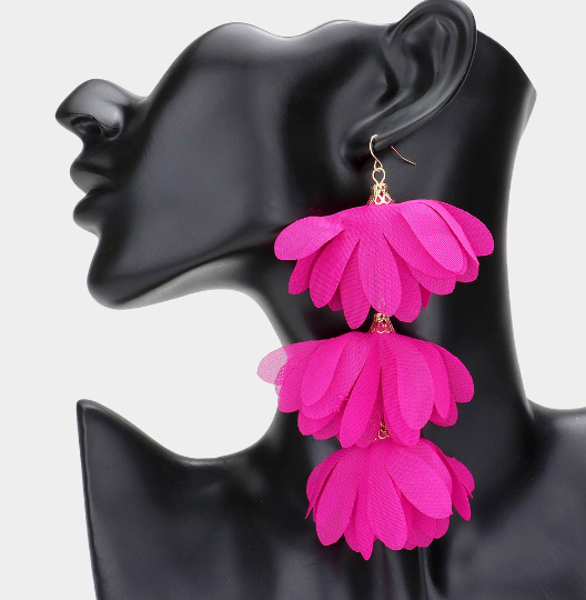 Fabric Flower Triple Dangle