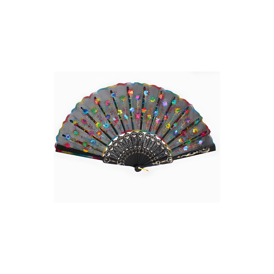 Folding Sequin Flower Fan