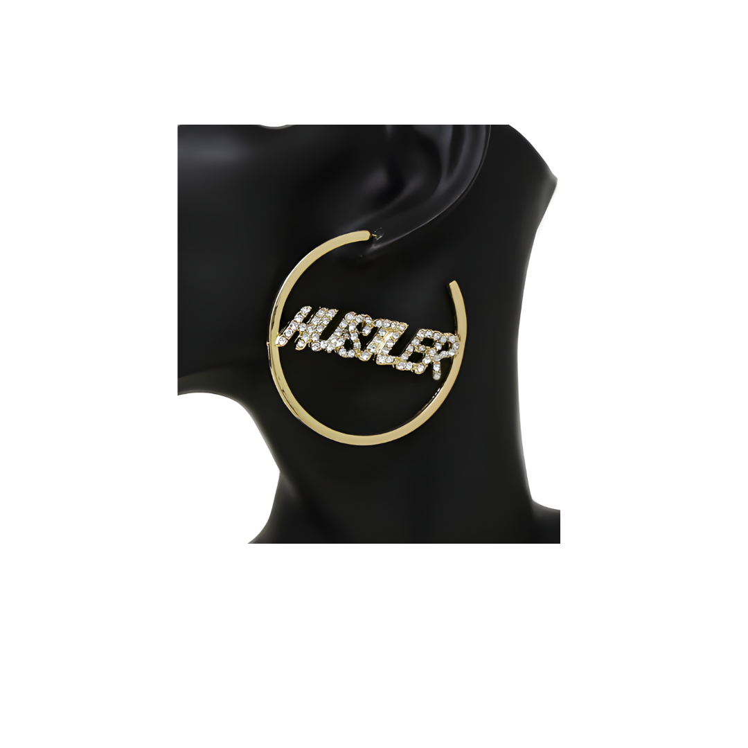 "HUSTLER" Hoop Earrings