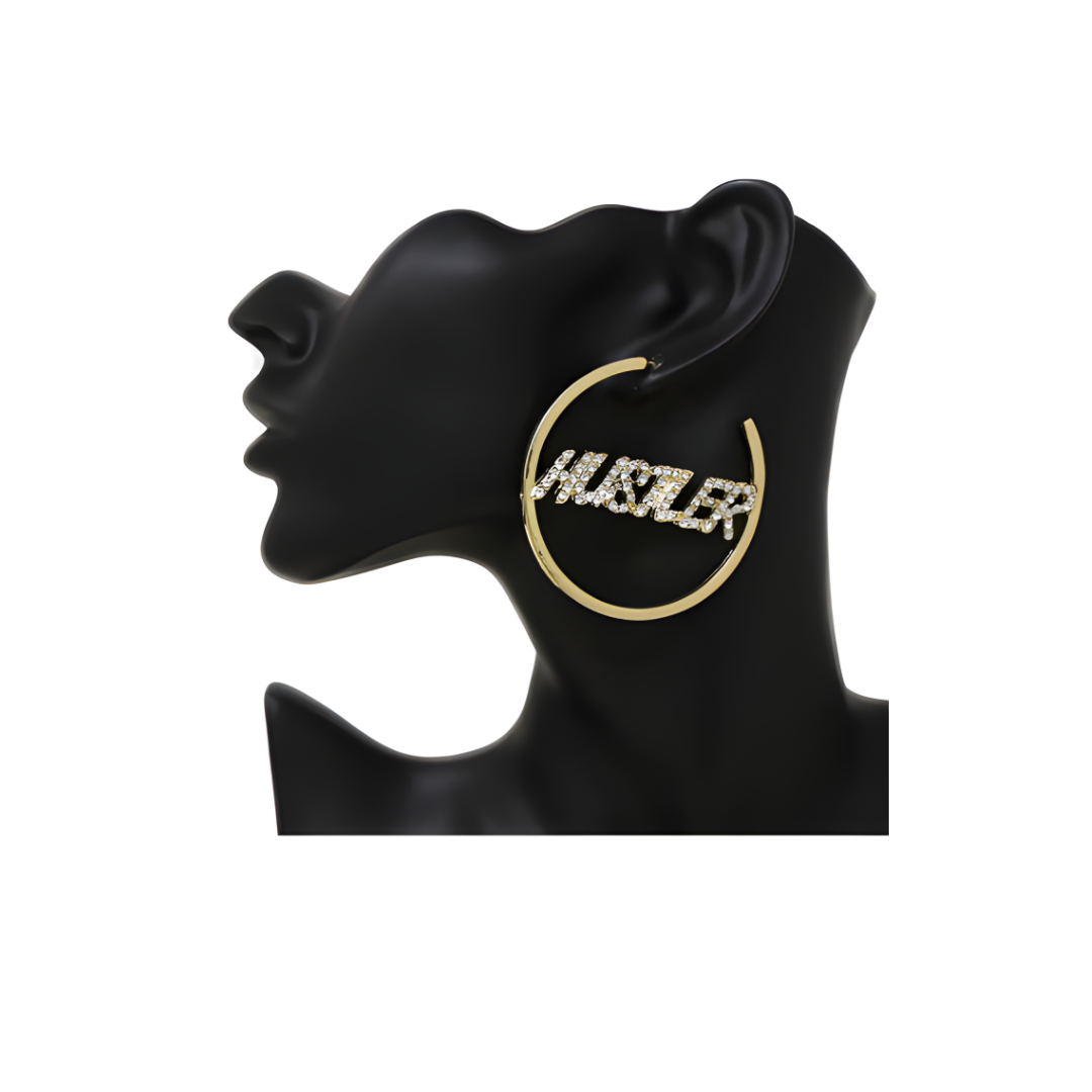 "HUSTLER" Hoop Earrings