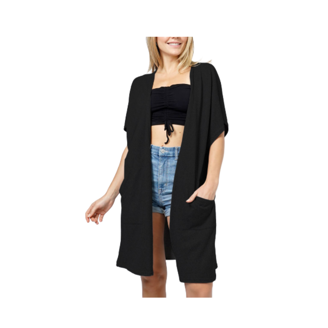 Kimono Cardigan with Pockets - Gray