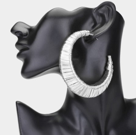 Metal Wire Hoops - Silver