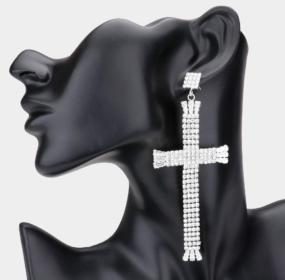 Rhinestone Cross Earrings
