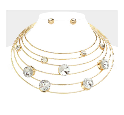 Round Stone Collar Choker Set