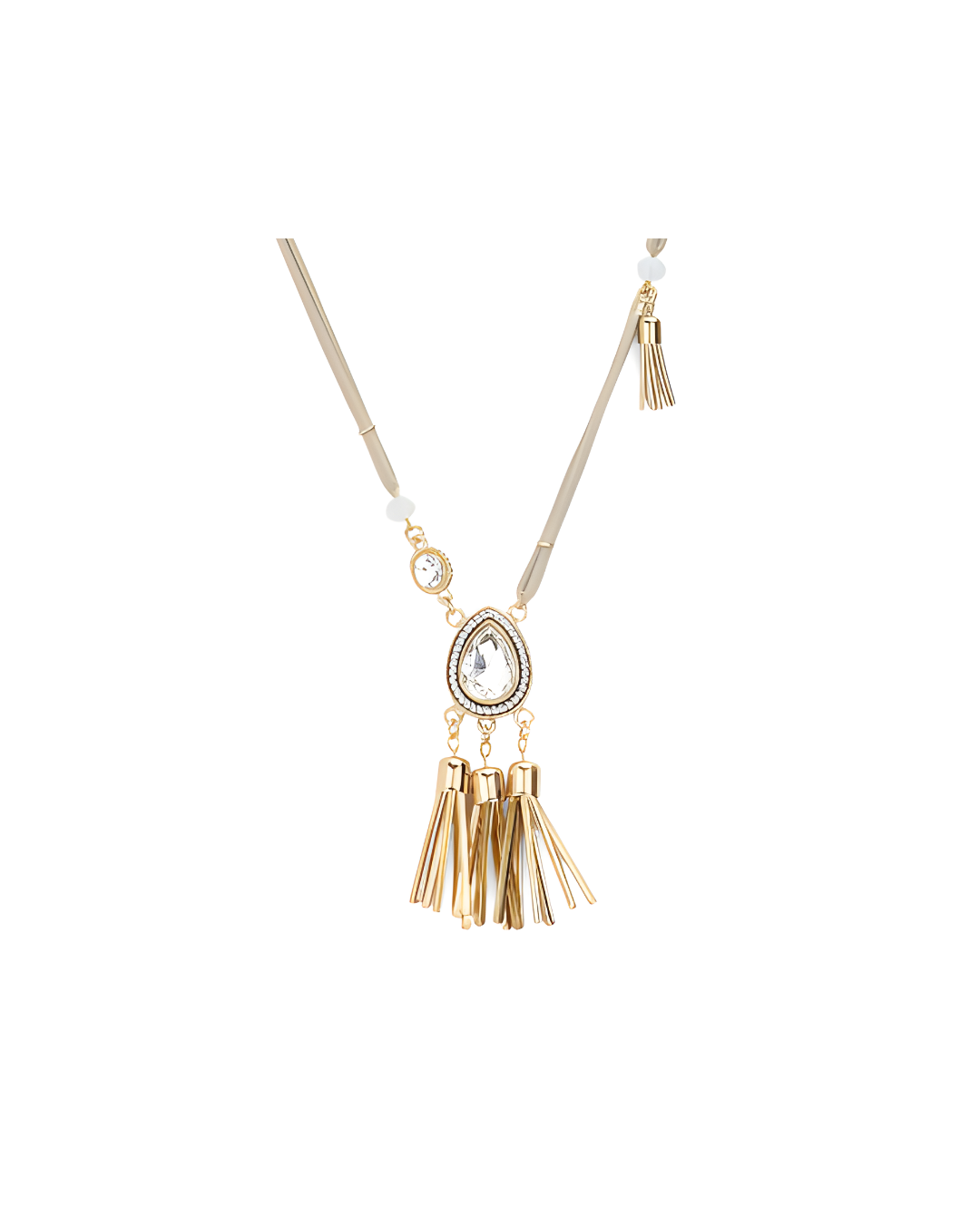 Stone Accented Tassel Necklace