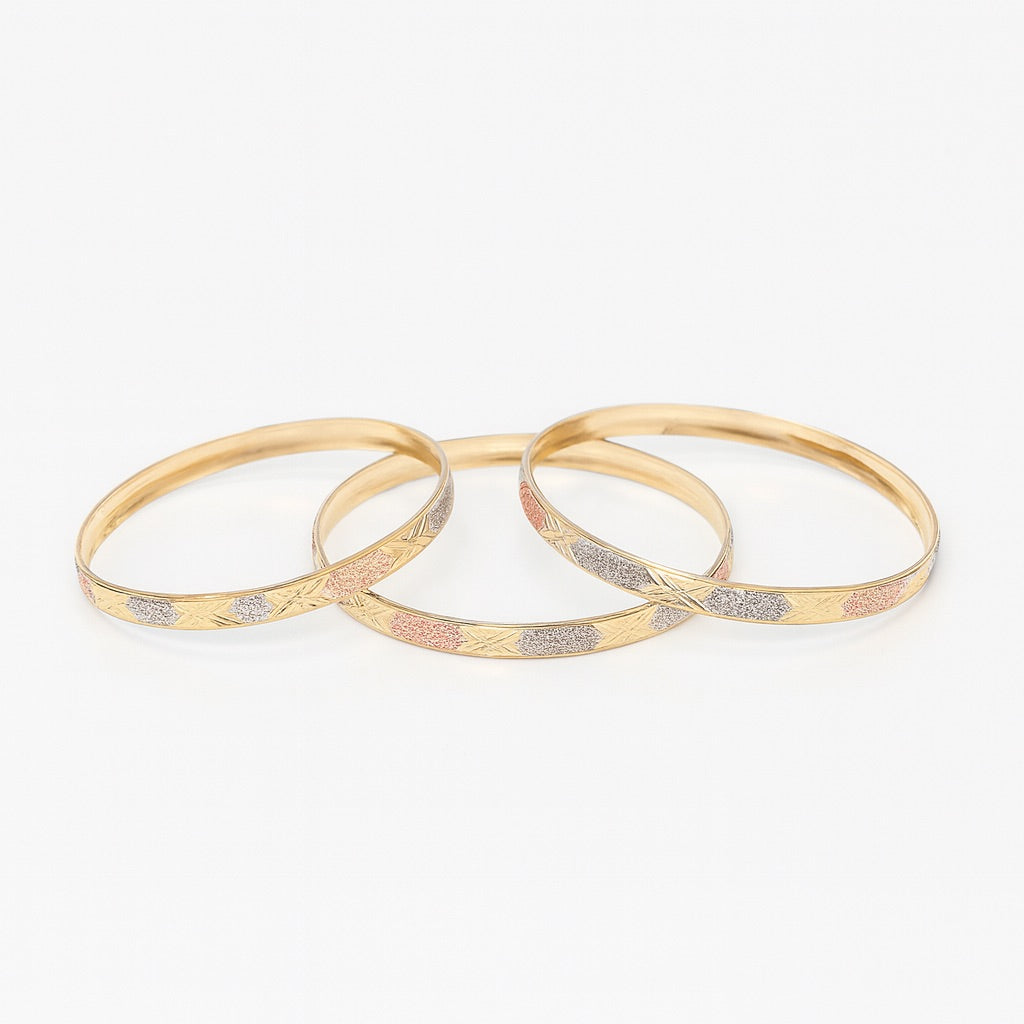 Three Tone Stack Bangle, Gold-Filled and Long Lasting Finish