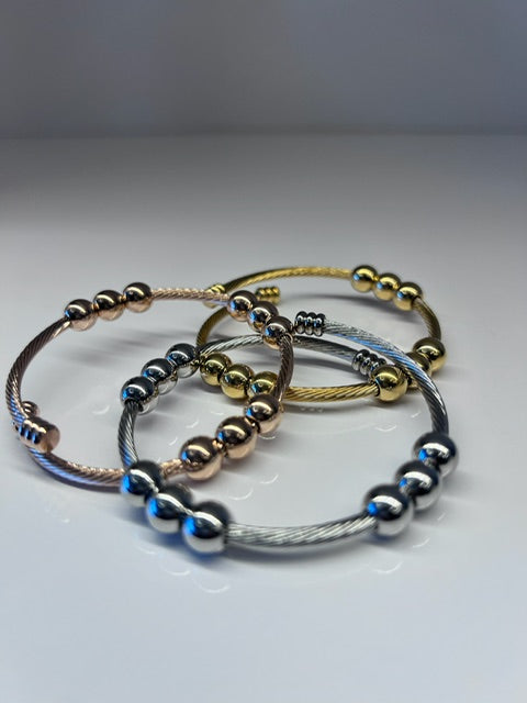 Tri-Color Multi Bead Bangle Set