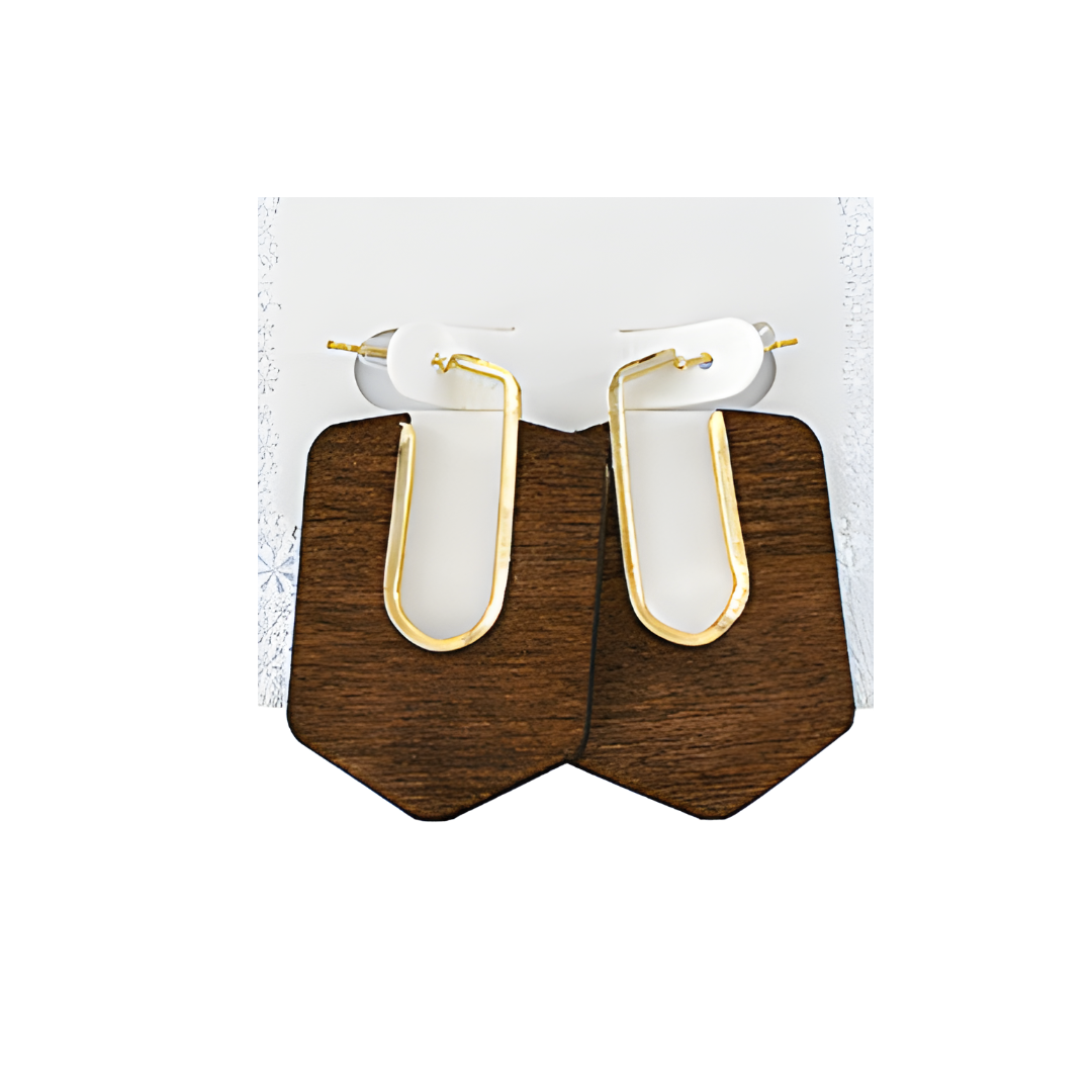 Wood Hexagon Earrings
