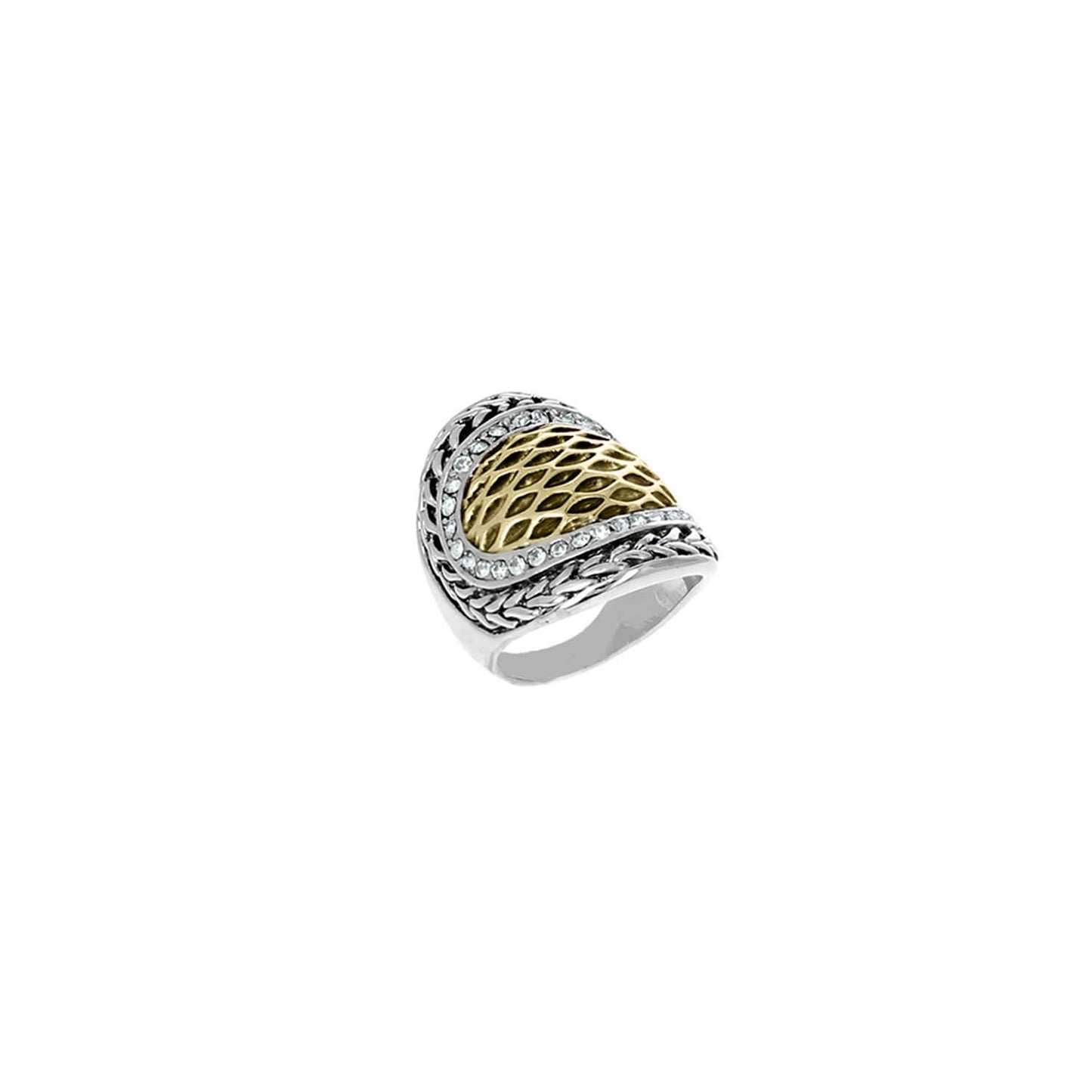 Two Tone Halo Accent Ring