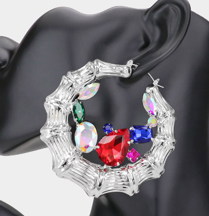 Bamboo Stone Embellished Earrings