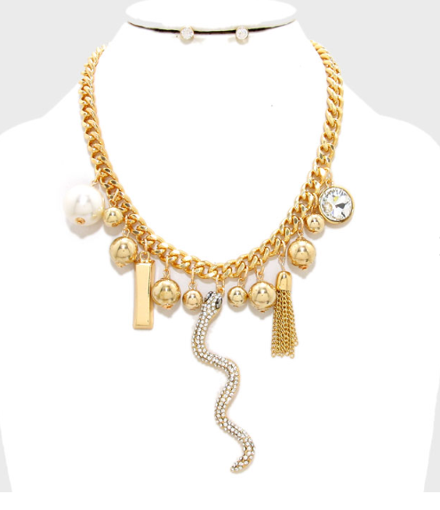 Rhinestone Pendant Snake Necklace
