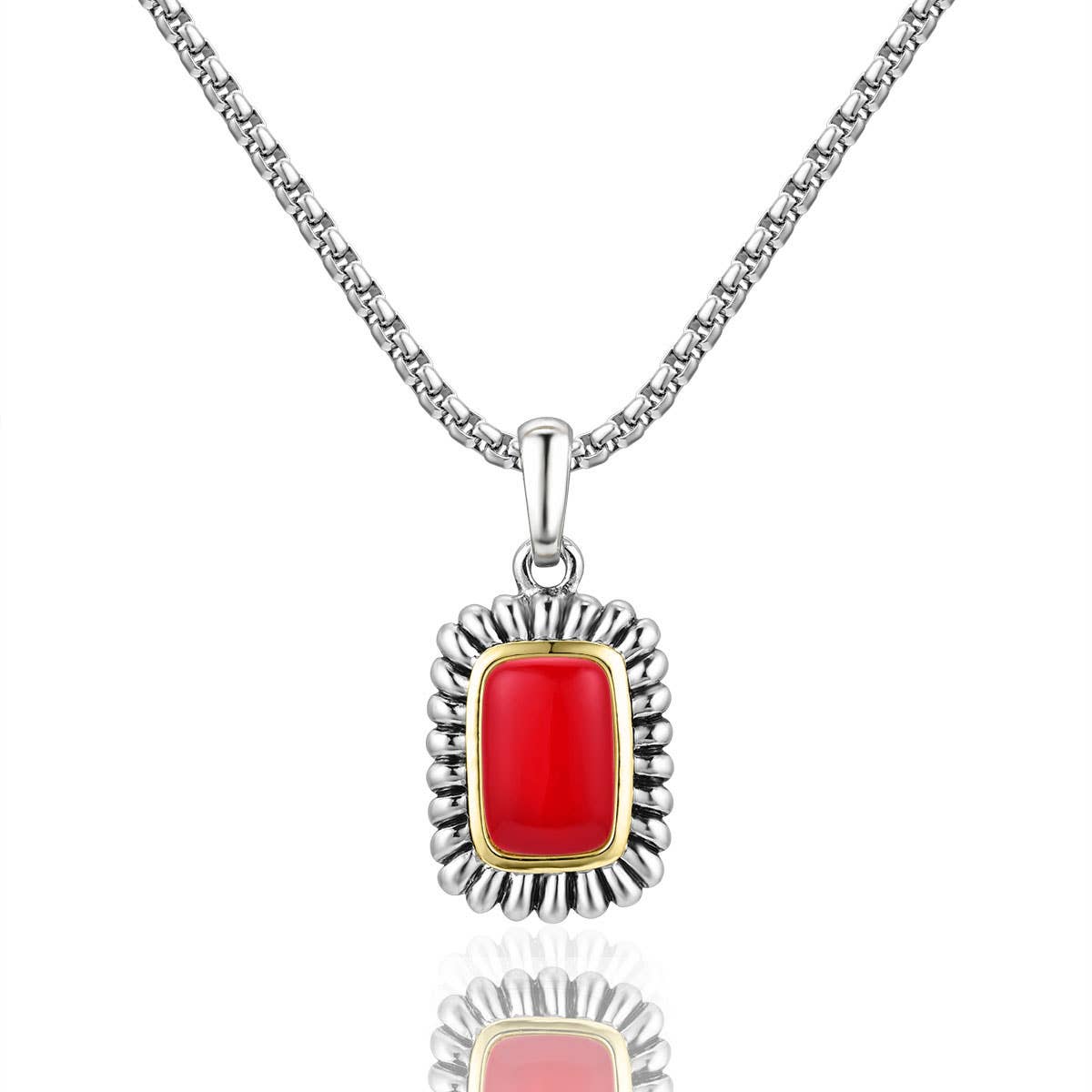 Rectangle Two Tone Pendant Necklace