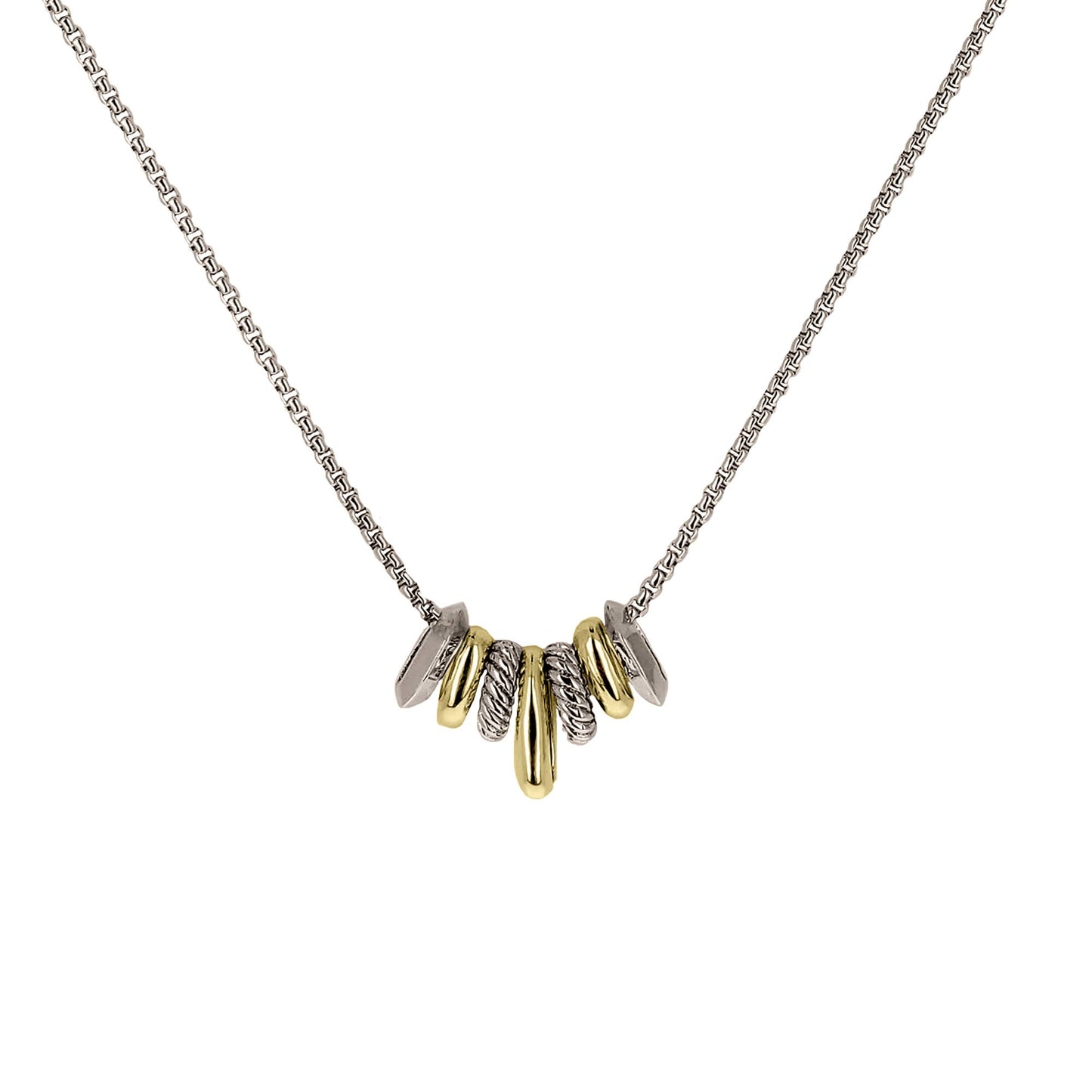 Two Tone Multi Ring Necklace