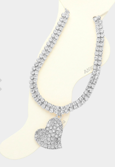Heart Rhinestone Anklet