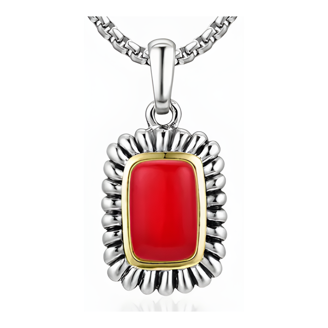 Rectangle Two Tone Pendant Necklace