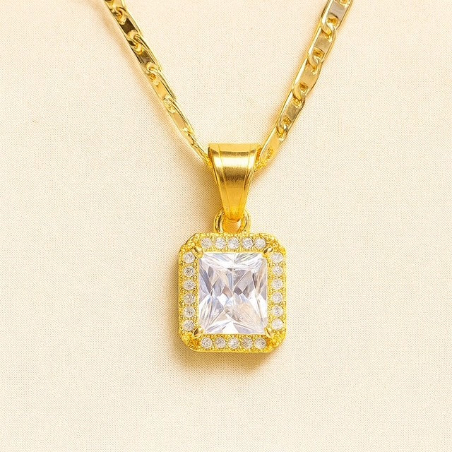 Pendant Necklace, 20-inch, Figaro Necklace, Gold Filled Jewelry