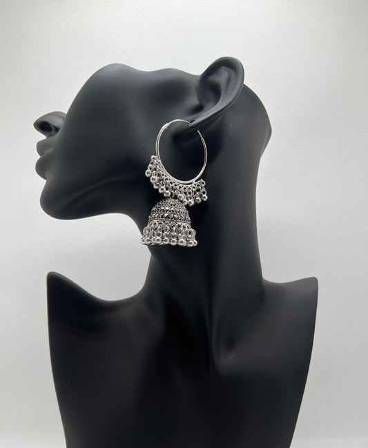 Bell Embroidery Earring - Hematite