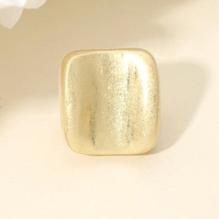 Square Bold Statement Ring Gold